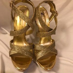 Gold platform scrappy heels